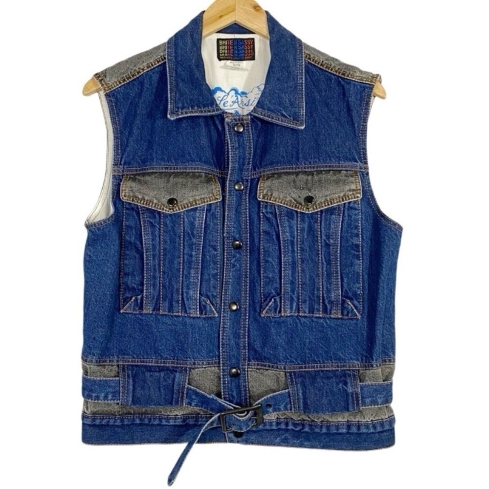 VINTAGE Le’Arsi Brite N Sassy Denim Vest 80s Western